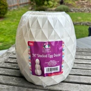 24" White Stacked Egg Décor